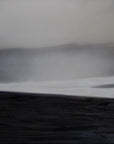 This image features a captivating artwork titled "Convergent Lines." The piece presents a misty coastal scene, where the boundaries between the sea and the sky are blurred, emphasizing the interplay of light and shadow.