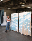 Divinely Falling Lines by Christina Craemer, mixed media on canvas, Wyoming-inspired cloud and sky painting, available by commission